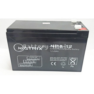 แบตเตอรี่เครื่องสำรองไฟ UPS SLA Matrix Battery 12V 8AH รับประกัน 1 ปี ออกใบกำกับภาษีได้