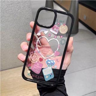 เคสอะคริลิคใส แบบแข็ง ลายฉลากหัวใจ สําหรับ iphone 14 pro Max 11 13 12 7Plus 8 X XS Max