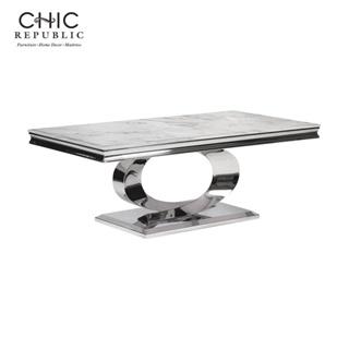 Chic Republic MENDIOLA-CH/130 MARBLE,โต๊ะกลาง - สี ขาว/ชุบโครเมี่ยม
