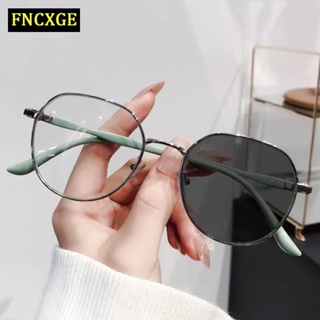 Fncxge แว่นตาสายตาสั้น เลนส์ออโต้ 0.0 ถึง -6.0 สําหรับผู้ชาย และผู้หญิง แฟชั่นสไตล์เกาหลี กรอบโลหะ รูปหยดน้ํา UV p