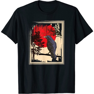 เสื้อยืดโกธิค Red Moon Black Crow : เสื้อผ้า รองเท้า และเครื่องประดับ