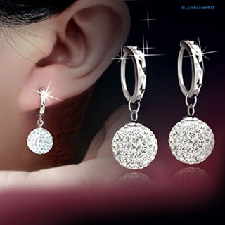 Calciumps Earrings Rhinestones Inlaid Exquisite Metal Round Ball Dangle Huggie Earrings for Party