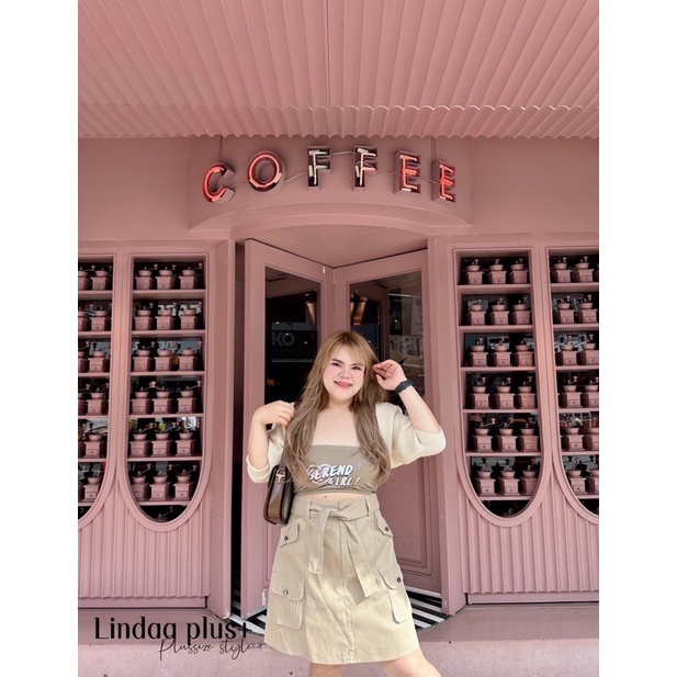 chubbychuu-57-กระโปรงทรงคาโก้-มีสายเข็มขัด