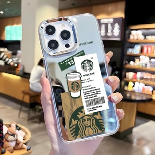 เคสโทรศัพท์มือถือ กรอบโลหะ ลายการ์ตูนกาแฟ สําหรับ iphone 14 pro max 11 12 13 8 7 Plus X XR XSMax