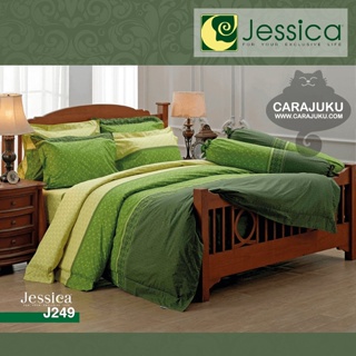 JESSICA ชุดผ้าปูที่นอน พิมพ์ลาย Graphic J249 สีเขียว #เจสสิกา ชุดเครื่องนอน ผ้าปู ผ้าปูเตียง ผ้านวม ผ้าห่ม กราฟิก