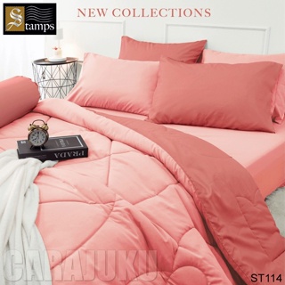 STAMPS ชุดผ้าปูที่นอน สีแดง ทูโทน Blossom ST114 #แสตมป์ส ชุดเครื่องนอน ผ้าปู ผ้าปูเตียง ผ้านวม ผ้าห่ม
