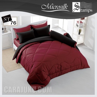 STAMPS ชุดผ้าปูที่นอน สีแดงดำ Red Black ST76 #แสตมป์ส สีแดง ชุดเครื่องนอน ผ้าปู ผ้าปูเตียง ผ้านวม ผ้าห่ม สีพื้น