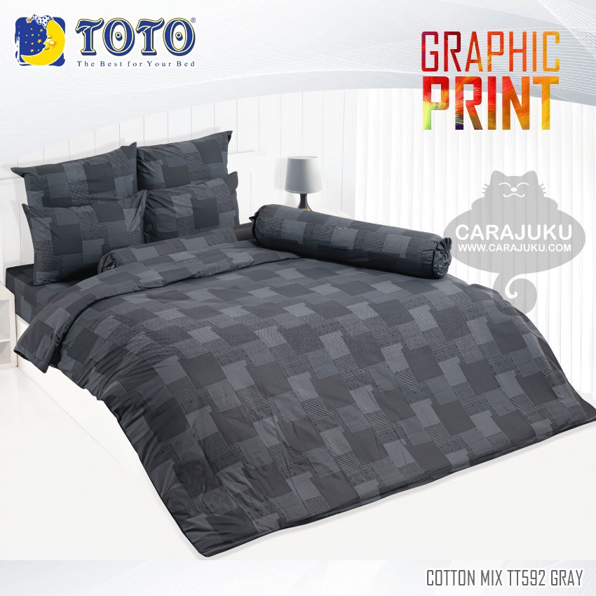 toto-ชุดประหยัด-ชุดผ้าปูที่นอน-ผ้านวม-ลายกราฟฟิก-graphic-tt592-gray-สีเทา-โตโต้-ชุดเครื่องนอน-ผ้าปูที่นอน-กราฟิก