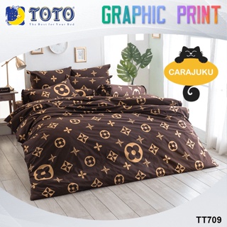 TOTO (ชุดประหยัด) ชุดผ้าปูที่นอน+ผ้านวม ลายหลุยส์ Louis Pattern TT709 สีน้ำตาล #โตโต้ ชุดเครื่องนอน ผ้าปูที่นอน กราฟิก