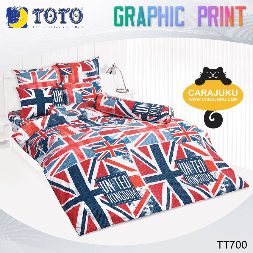 toto-ชุดผ้าปูที่นอน-ลายอังกฤษ-england-tt700-โตโต้-ชุดเครื่องนอน-ผ้าปู-ผ้าปูเตียง-ผ้านวม-ผ้าห่ม-กราฟิก
