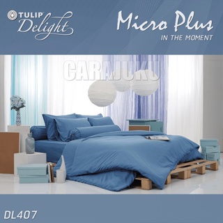 TULIP DELIGHT ชุดผ้าปูที่นอน สีน้ำเงิน BLUE DL407 #ทิวลิป ชุดเครื่องนอน ผ้าปู ผ้าปูเตียง ผ้านวม ผ้าห่ม