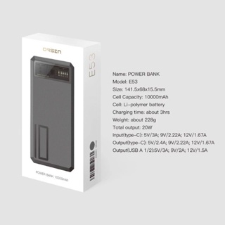 Eloop E53 แบตสำรอง 10000mAh QC 3.0 | PD 20W Power Bank ชาร์จเร็ว Fast Quick Charge ของแท้ Orsen