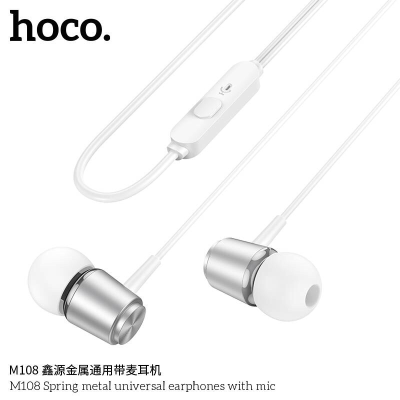 hoco-m108หูฟังมีสาย-มีไมค์ในตัว-เสียงดี-ไม่แตก-เบสเเน่น-ของเเท้100