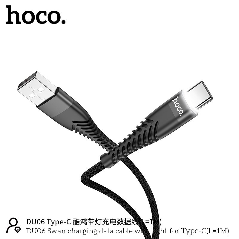 hoco-du06-สายชาร์จใช้สำหรับ-micro-l-type-c-3a-มีไฟ-led-วัสดุคุณภาพดี-พร้อมส่ง