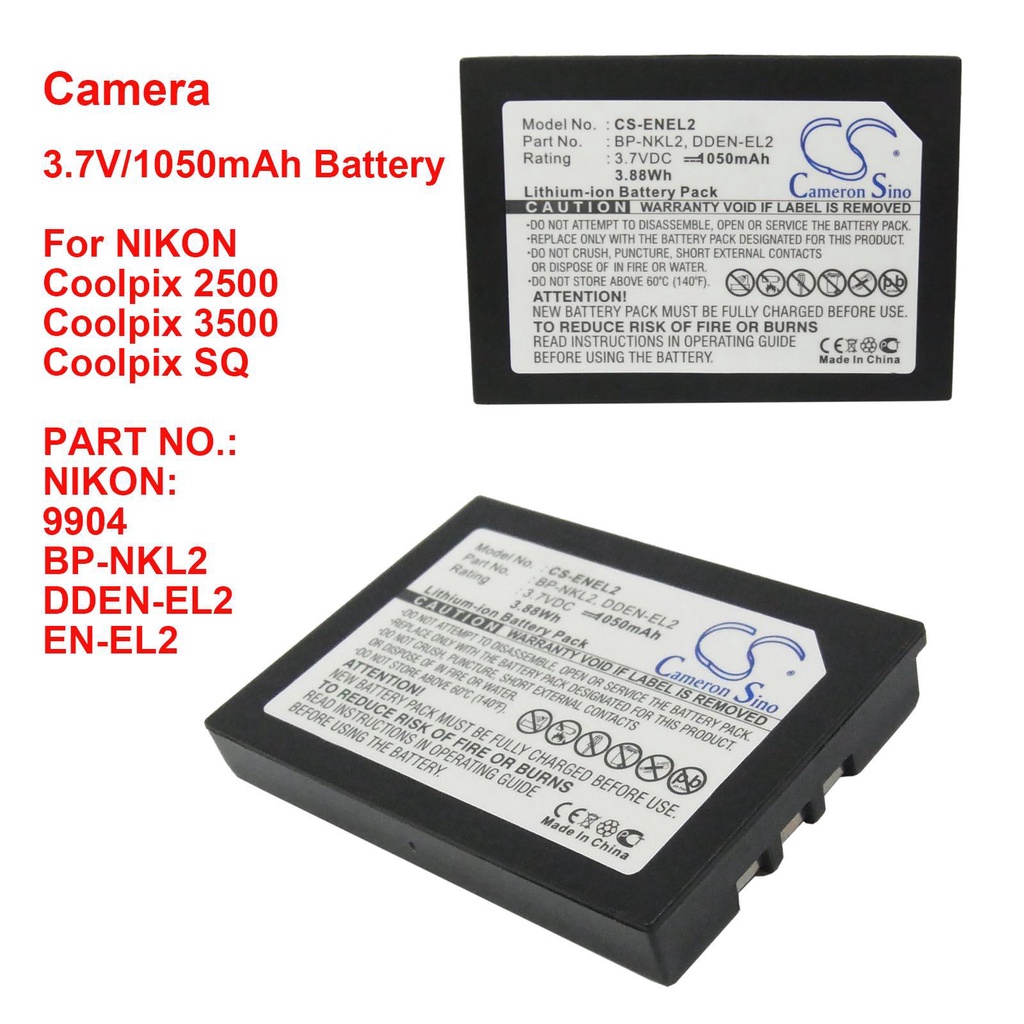 คาเมรอนจีน1050มิลลิแอมป์ชั่วโมงแบตเตอรี่กล้องสำหรับ-nikon-coolpix-2500-coolpix-3500-coolpix-sq-9904-bp-nkl2-dden-el2-en