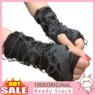 [B_398] 1 Pair Halloween Gloves Holes Fingerless Black Half Finger Punk Style Gloves Cosplay Accessories