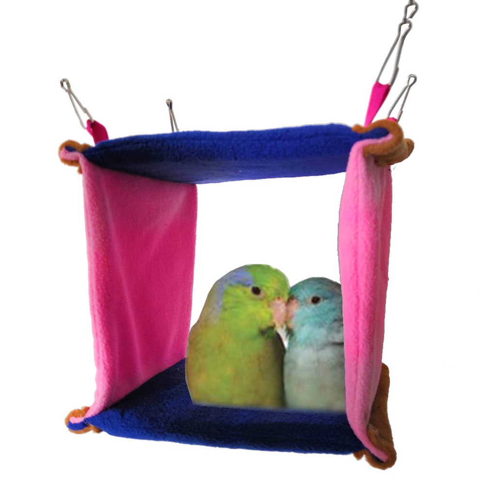 b-398-triangle-square-plush-nest-parrot-hanging-cave-cage-warm-bed-toy