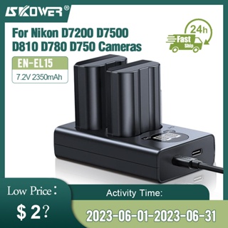 SKOWER Batterie แบตเตอรี่กล้อง EN-EL15สำหรับ Nikon DSLR D600 D610 D800 D800E D7000 D7100 D7200พร้อม Dual Charger