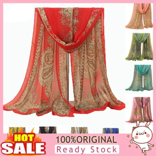 [B_398] Women Fashion Long Soft Flower Scarf Sheer Wrap Neck Shawl Stole Gift