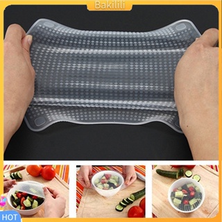 (Bakilili) Home Kitchen Tool Clear Square Reusable Silicone Food Wrapper Seal Cover Film
