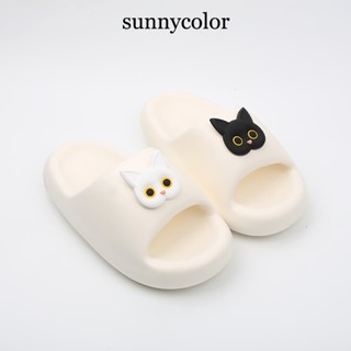 💞ขายใหญ่💞SUNNY COLOR เหยียบอุจจาระรู้สึกรองเท้าแตะของผู้หญิงฤดูร้อนปี 2023 ใหม่สวมใส่ด้านนอกหนาด้านล่างรองเท้าแตะในร่ม