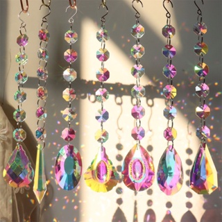 ♨◙﹍คริสตัล Sun Catcher โคมไฟจี้ Sun Catcher Rainbow ผลิตหน้าต่างตกแต่งสวน DIY Wind Chime แขวนเครื่องประดับ