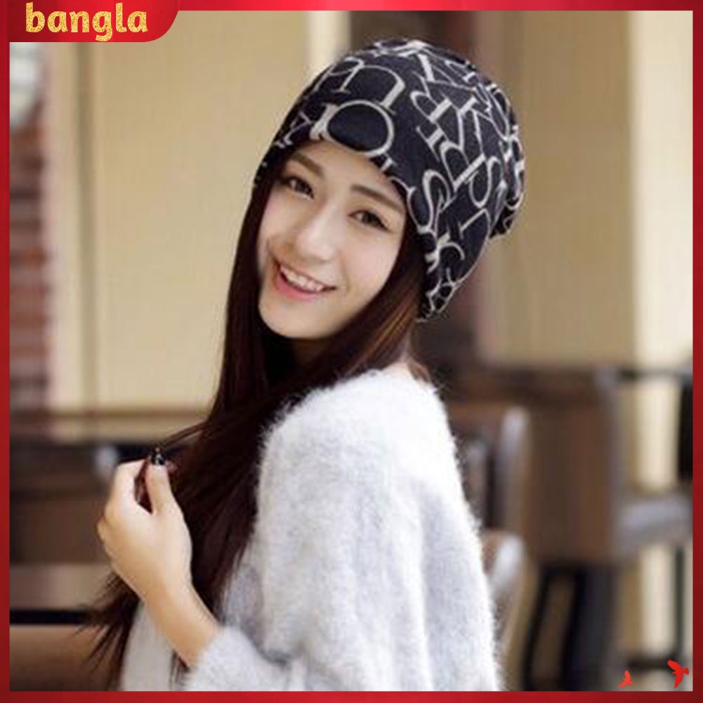 bangla-หมวกผ้าพันคอพิมพ์ลายตัวอักษรสำหรับผู้หญิง