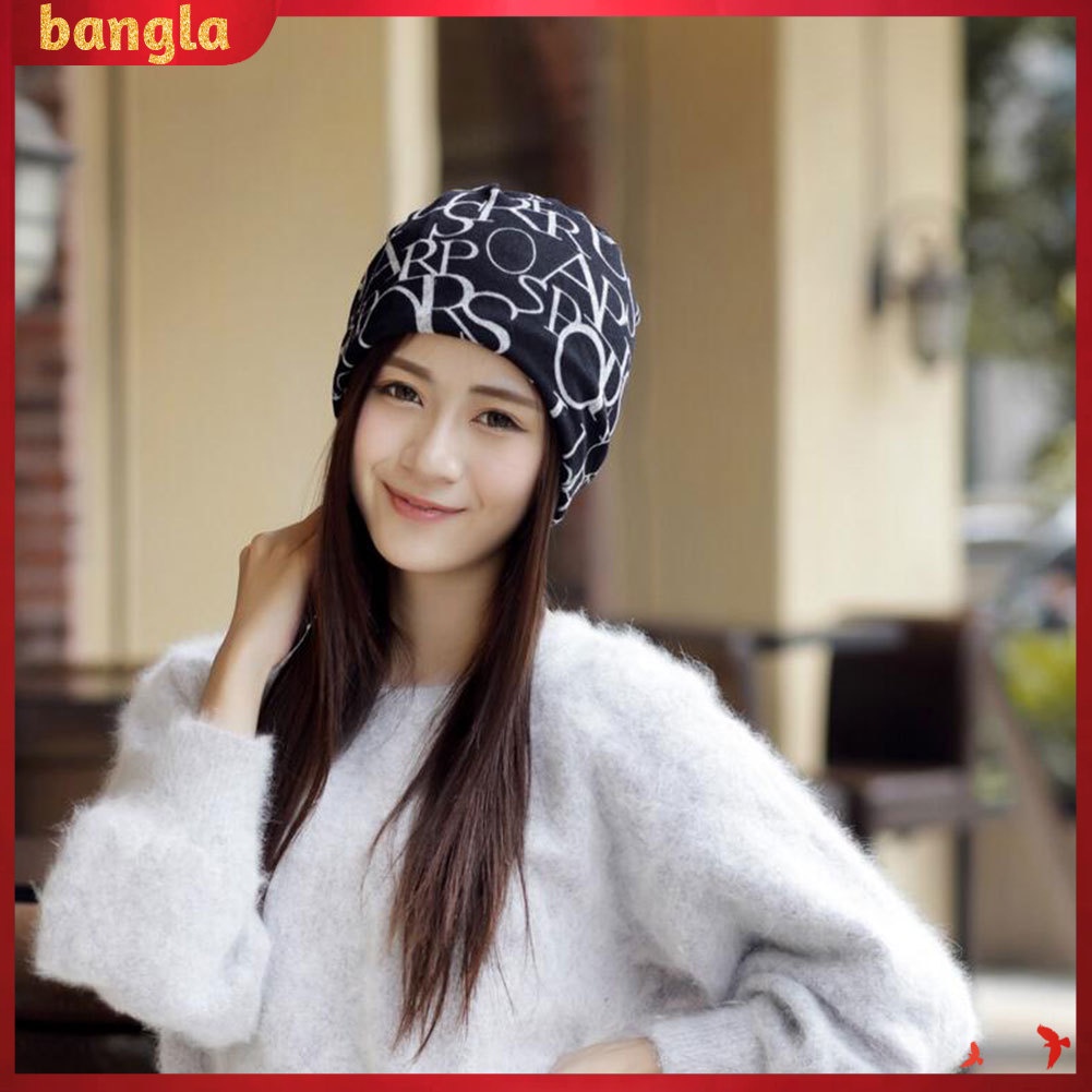 bangla-หมวกผ้าพันคอพิมพ์ลายตัวอักษรสำหรับผู้หญิง