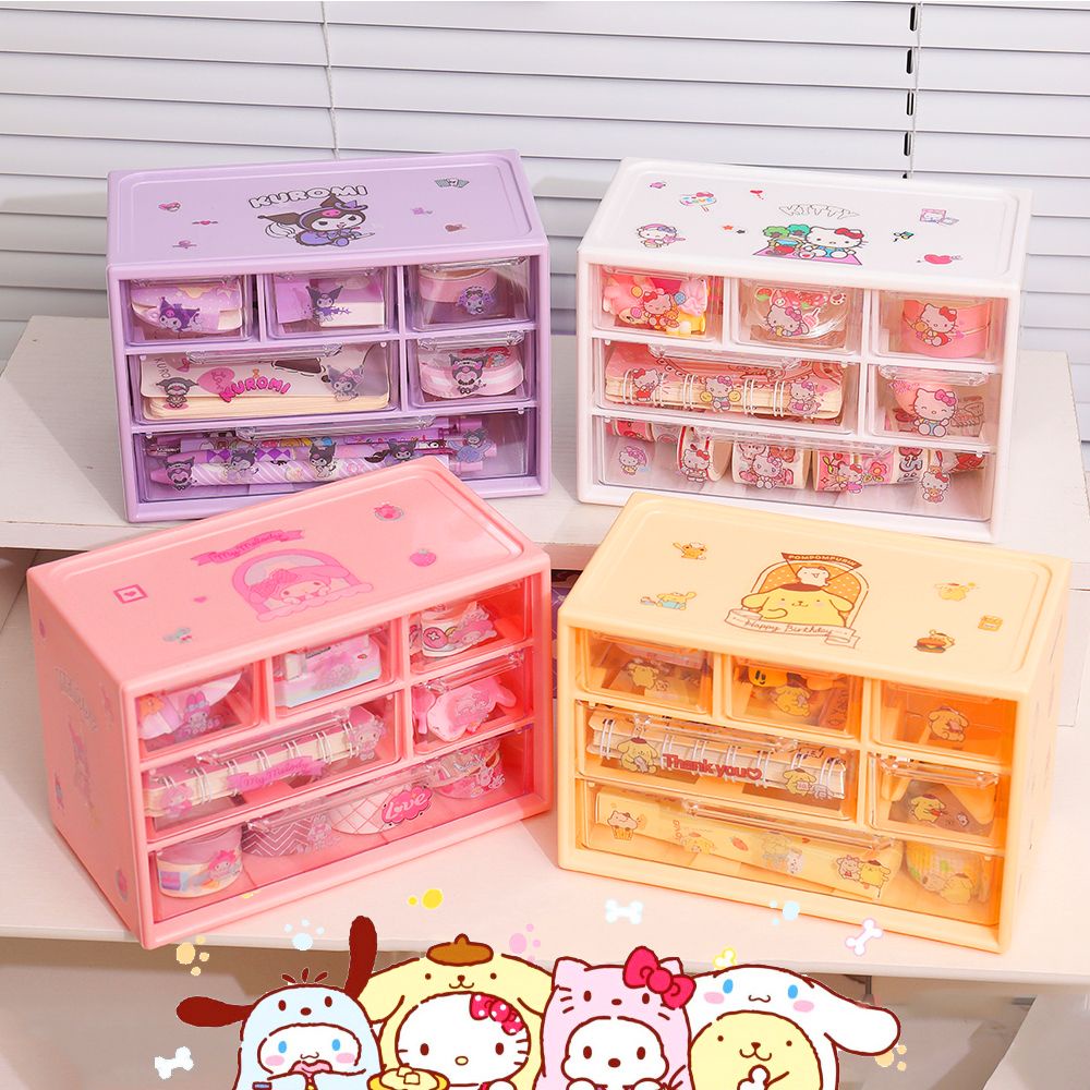 กล่องเก็บของตั้งโต๊ะ-sanrio-กล่องเก็บของคุโลมิ-หอพักนักเรียน-ลิ้นชัก-อบเชย-สุนัข-บัญชีมือ-แบ่งตาราง-เก้า-ตารางวัง