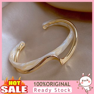 [B_398] Opening Bangle Electroplating Mirror Polishing Shiny Adjustable Opening Double Layer White Board Bend Bracelet Daily Wear