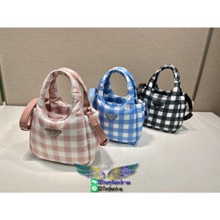 1BG359 PD checked-pattern tiny bucket handbag crossbody shoulder shopper tote