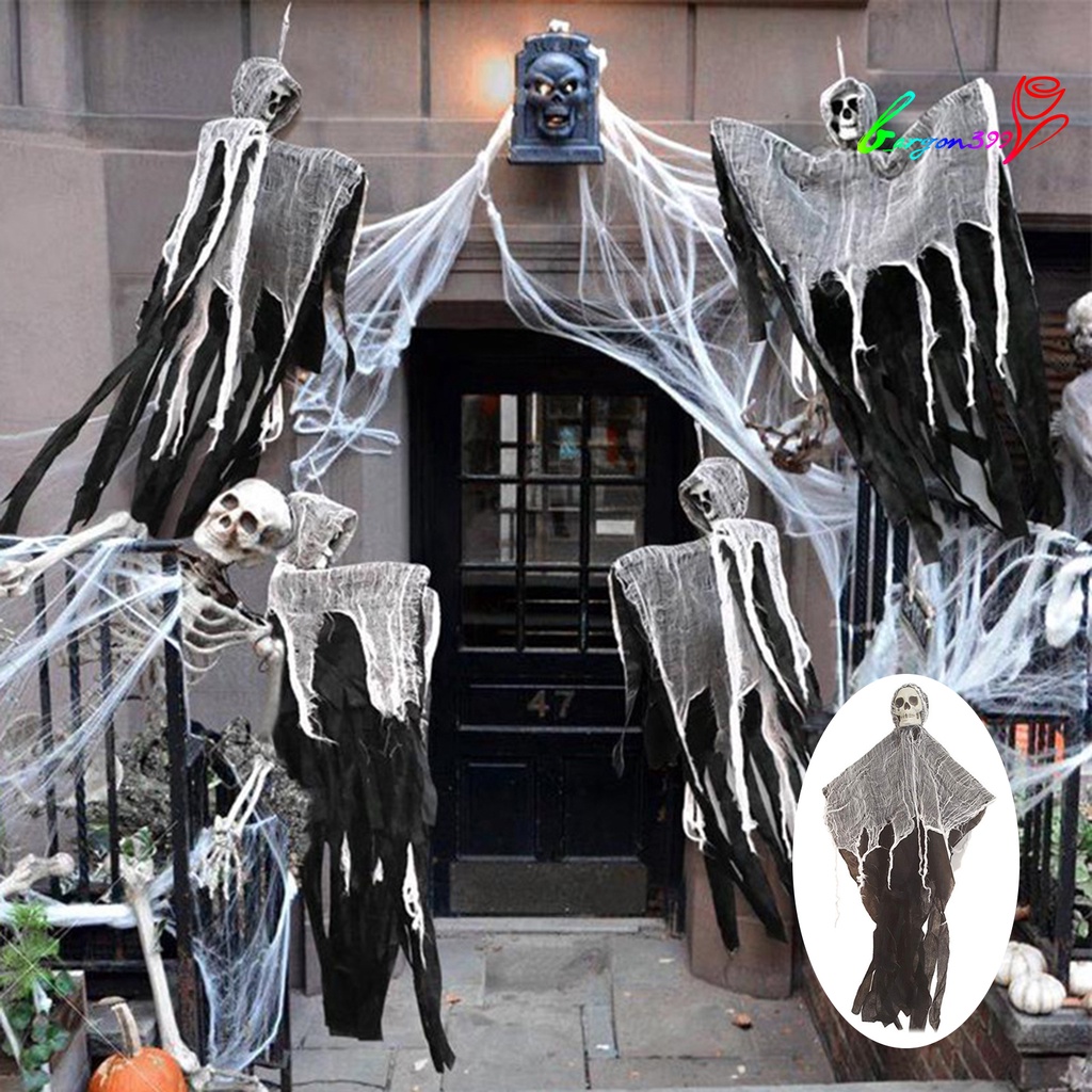 ag-halloween-skull-pendant-ghost-shape-mesh-decoration-horrible-add-hanging-pendant-horror-props