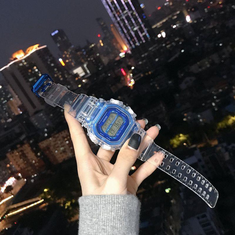 ins-tiktok-เวอร์ชั่นเกาหลีสไตล์เรียบง่าย-beirsute-นาฬิกาข้อมืออิเล็กทรอนิกส์โปร่งใสกันน้ำ