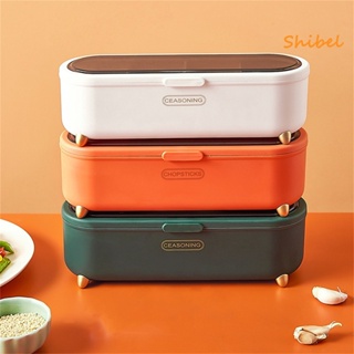 HOT_ Quick Drain ภาชนะใส่อาหารพร้อมฝาปิด Silverware Countertop Organizer อุปกรณ์ครัว