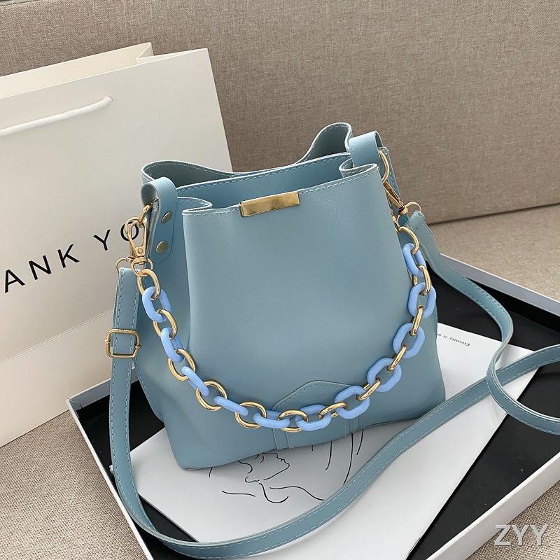 niche-high-end-chain-bucket-bag-women-2023-new-retro-casual-กระเป๋าสะพายความจุขนาดใหญ่