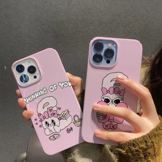 ฟิล์มแข็ง เคส iphone 14promax 11 13 12 7Plus 8 X XS Max แฟชั่น ความรัก กระต่ายน่ารัก ป้องกัน เคสกันกระแทก