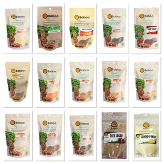 สินค้า ออร์แกนิค ตราบาบู Organic Baboo Brand มีให้เลือก 15 ชนิด เช่น ควินัว /งอก ปลูก/งอก เมล็ด/งอก การ