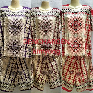 ชุดนอนอินโดแท้ ผ้าบาติกเสื้อกางเกง4ส่วนฟรีไซส์