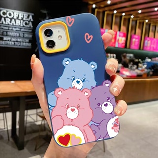 เคสโทรศัพท์มือถือ ซิลิโคนนุ่ม ลายหมีสีรุ้ง 3 in 1 สําหรับ iPhone 14Promax 13 12 11 7Plus 7 X Xs Max XR