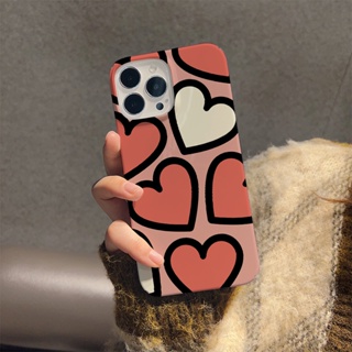 ฟิล์มแข็ง เคส iphone 14 pro Max 11 13 12 7Plus 8 X XS Max น่ารัก หัวใจ กันกระแทก เคส