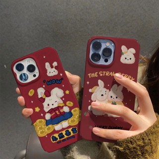 ฟิล์มแข็ง เคส iphone 14promax 11 13 12 7Plus 8 X XS Max รวย เงิน กระต่าย เคสกันกระแทก