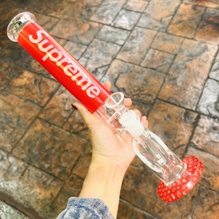 🎉พร้อมส่ง 🍁บ้องแก้ว🍁 supreme แดงสูง35cm🍃หลอดแก้ววิทยาศาสตร์ ทดลองควัน เป็นแก้วหนาแน่นดีมีคุณภาพลวดลายสวยงาม