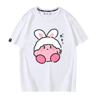 สะดวกสบาย แนวโน้ม ▩เสื้อยืดเกม Kirby Star Allies กระต่ายสีชมพูแขนสั้นผ้าฝ้าย 100% เสื้อผ้าเกมอนิเมะสุดฮอต