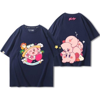 เสื้อยืดคอตตอน 100% เสื้อยืด ☸สนุกสนานกับเกม Kirbys Dream Land Exploration ในชุดเสื้อยืดผ้าฝ้ายฤดูร้อนสำหรับผู้ชายและผู