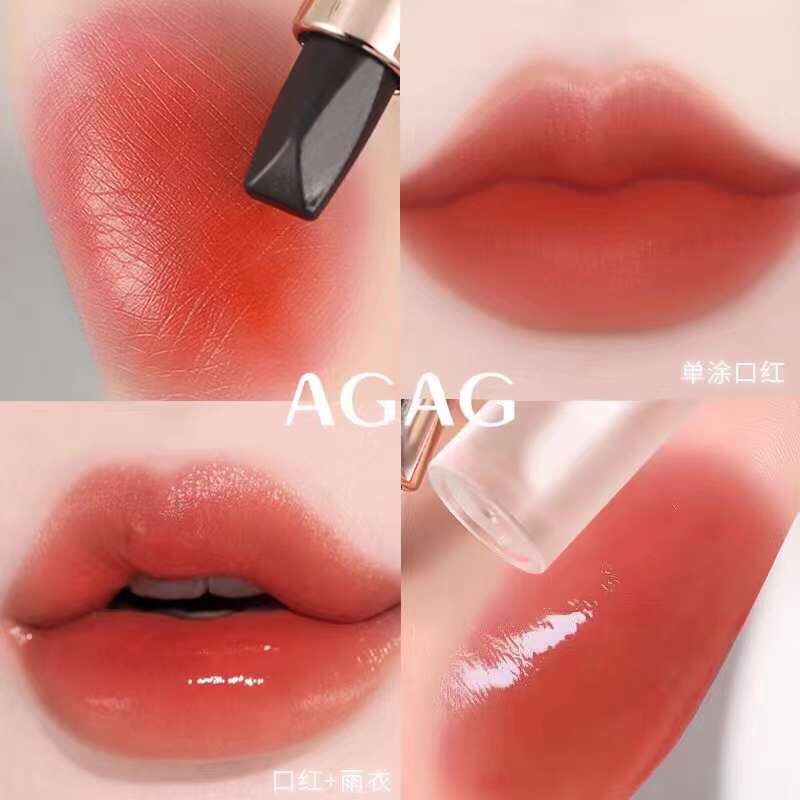 ลิปสติก-3-สี-พร้อมลิปกลอสใสเพิ่มความฉ่ำวาว-agag-no-6808-lipstick