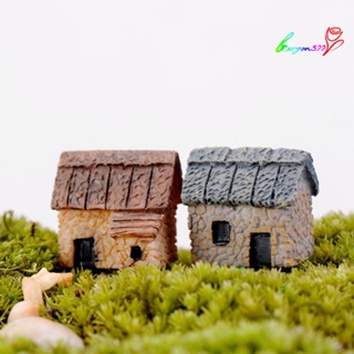 【AG】1/4Pcs Micro Landscape Miniature Village Stone House DIY Garden Ornament