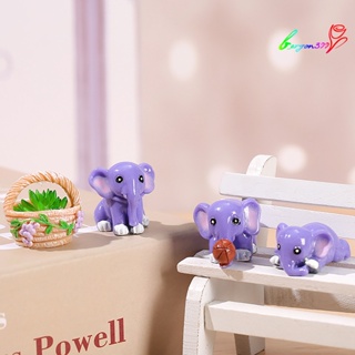 【AG】4Pcs Elephant Figurine Exquisite Realistic Resin Micro Landscape Decor Miniature for