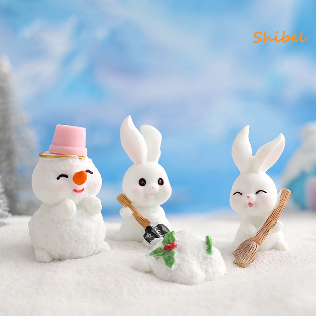 hot-ตุ๊กตากระต่ายประณีตหิมะเรซิ่น-micro-landscape-decor-miniature-สำหรับเด็ก