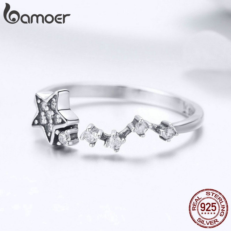 bamoer-925-แฟชั่นแหวนรูปดาวสีเงิน