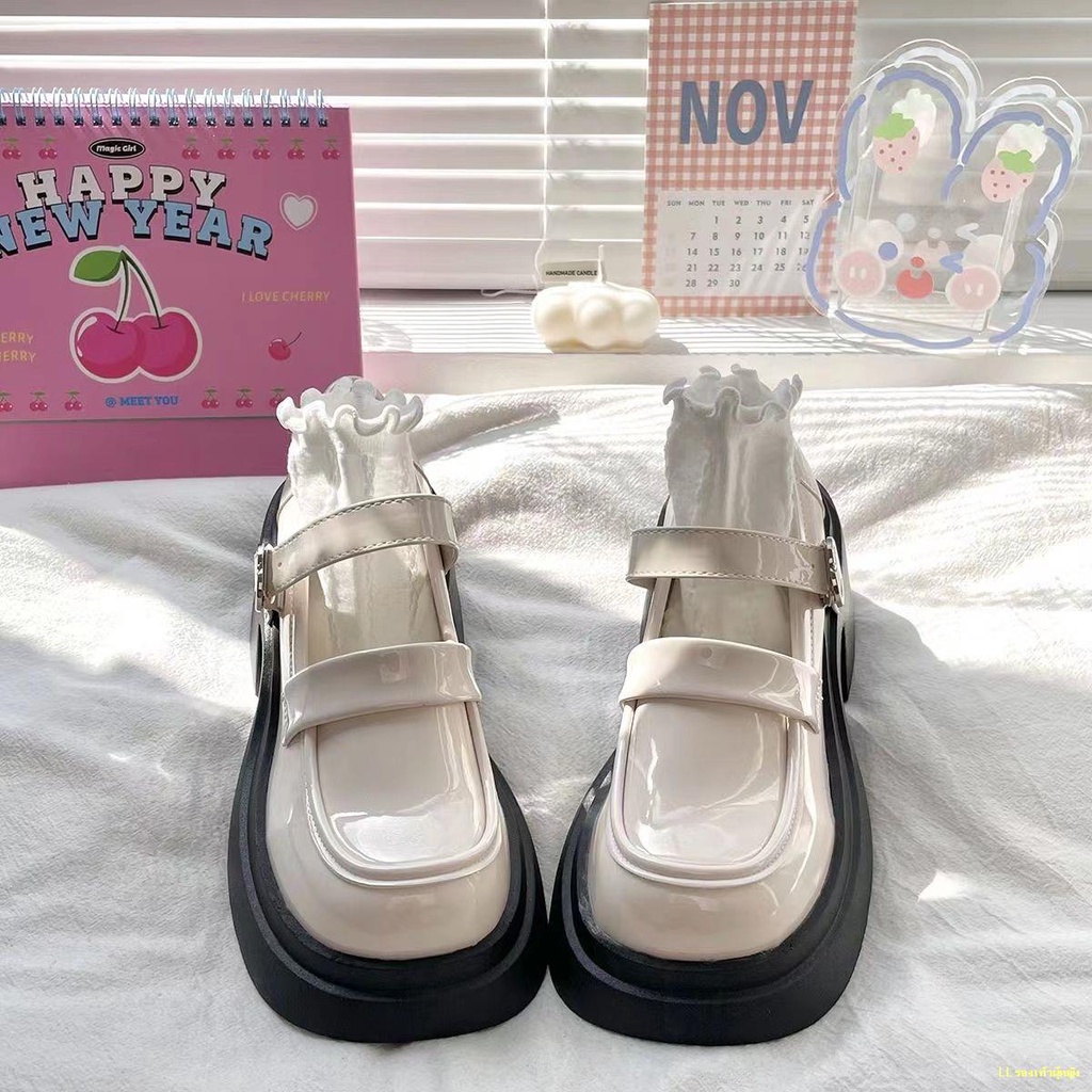 stop-แมรี่เจนรองเท้าหนังขนาดเล็กส้นหนาใหม่ส้นสูงขนาดใหญ่พื้นผิวสว่างญี่ปุ่น-jk-รองเท้าหัวกลม